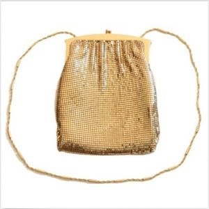 Vintage Whiting Davis Evening Bag Gold Mesh Glamour Retro 1940s Frame Bag
